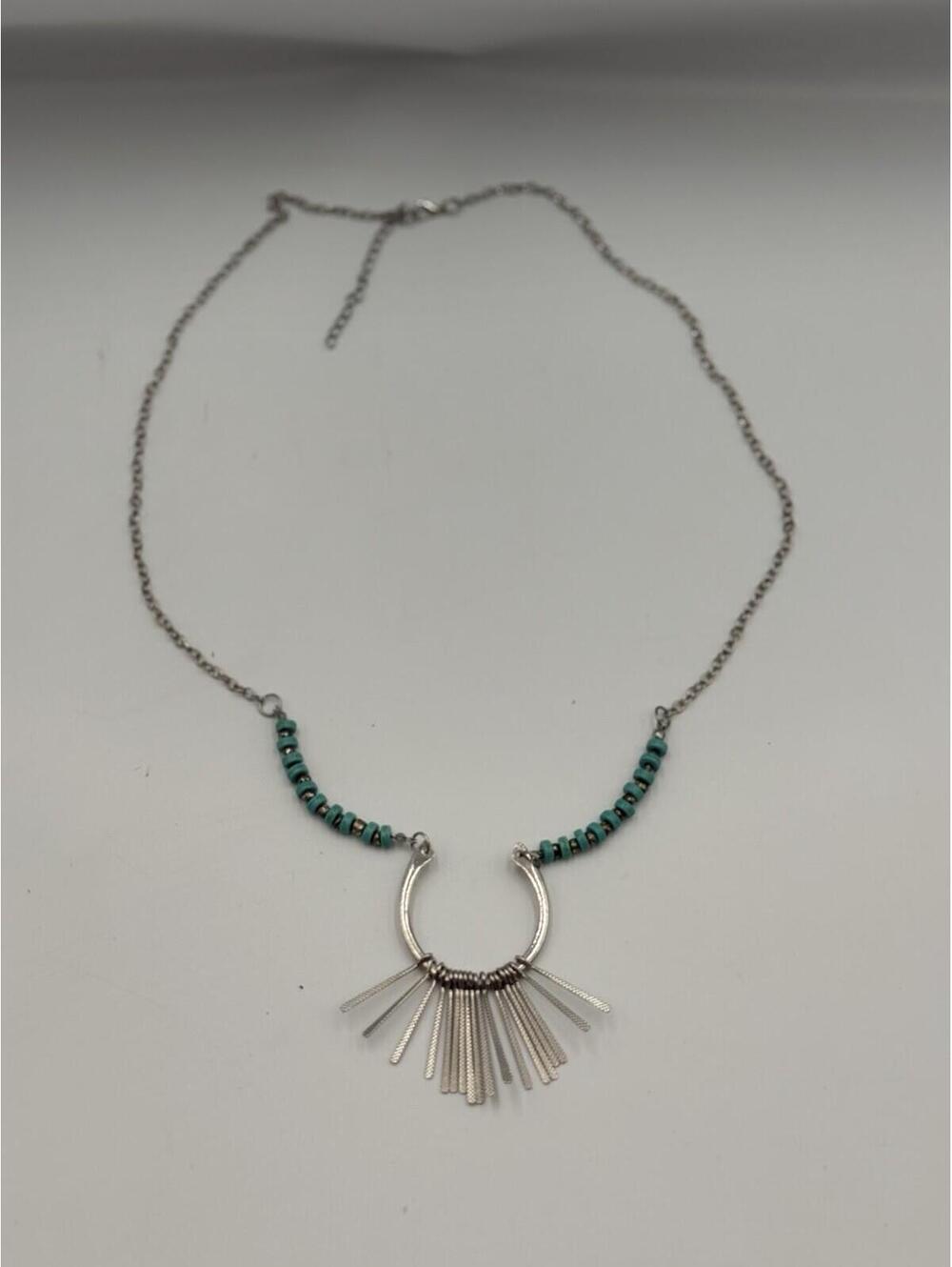 Western Boho Statement Necklace Turquoise Accent Beads